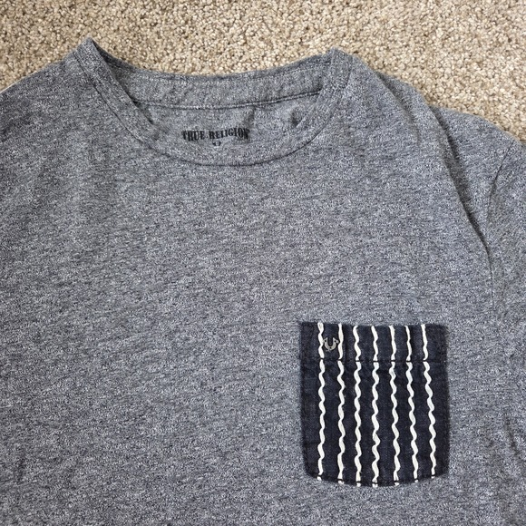 True Religion Super T Pocket Tee‎ Large Contrast Stitching Short Sleeve - Picture 2 of 13